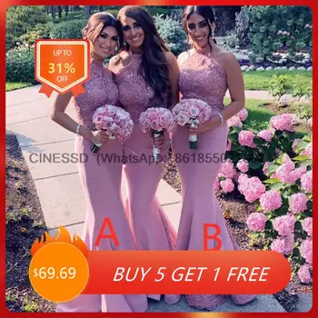 пыльно-розовые платья подружек невесты, атласная аппликация 