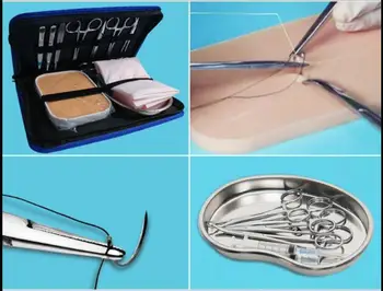 Набор инструментов для наложения хирургических швов для студентов-медиков, набор инструментов для практики в хирургии с моделью кожи