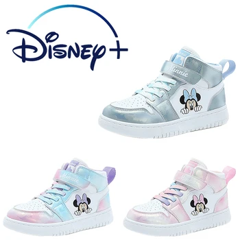 Детская обувь Mickey, высокие кроссовки для девочек, весна и осень, 23 новинки Disney, спортивная повседневная универсальная обувь с мягкой подошвой, краситель