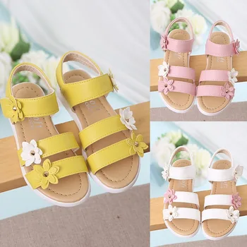 Детские сандалии принцессы с цветочным рисунком 2023, Летняя новинка, Корейская версия для средней школы, Детская обувь для отдыха, Оптовая торговля