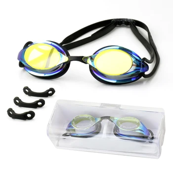 Плавательные очки с гальваническим покрытием высокой четкости, 3 зажима + коробка, водонепроницаемые, противотуманные, красочная маленькая оправа, удобные для тренировок по дайвингу