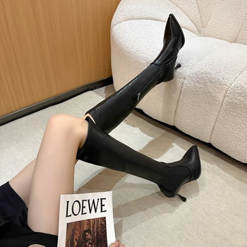Модельные туфли на высоком каблуке, открытые ботинки с острым носком, черные ботильоны на тонком каблуке, модные ботильоны в стиле ретро, женская обувь Bottas