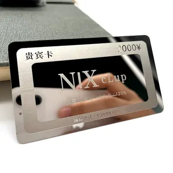100ШТ высококачественных металлических карточек на заказ, визитная карточка с qr-кодом 0,5 золотой зеркальной отделки