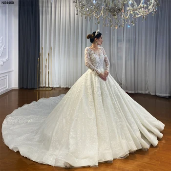 Свадебное платье с Кружевной аппликацией NS4450 с длинным Рукавом