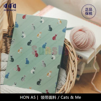 Hobonichi Techo 2024 Hon A5 Cousin Size Tie Cats & Me Японская версия, Tomoe River S (бумага для записных книжек), 1 день, 1 страница