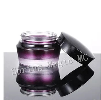 30 г Градиентная фиолетовая стеклянная банка для крема для ухода за кожей, Многоразовый флакон, Косметический контейнер, инструмент для макияжа с черной крышкой, баночки для крема для глаз