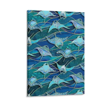 Лоскутные скаты Манта в сапфирово-бирюзово-синем цвете Холст картины настенные художественные фотографии для гостиной