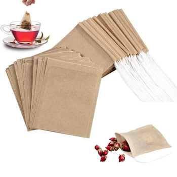 500/1000шт Биоразлагаемый Бумажный Чайный Пакетик со Шнурком Экологичный Чайный Фильтр Пустые Чайные Пакетики для Рассыпного Листового Чая Порошок Травяной
