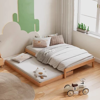 Складные детские кровати из массива дерева, Двухъярусные, выдвижные, скандинавские, высококачественные кровати для чтения, Компактная мебель для маленькой семьи