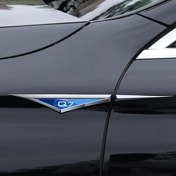 2 шт./компл. Автомобильное крыло Наклейка из нержавеющей стали, отличительные знаки, эмблема, украшение экстерьера для Audi Q7 автомобильные аксессуары