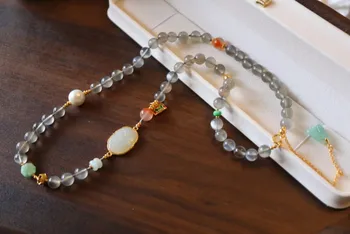 Жемчужное ожерелье из натурального нефрита в китайском стиле MOXI, темперамент, Элегантные женские украшения, подарок для фестиваля и вечеринки