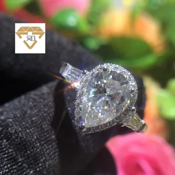 18-Каратное Золотое кольцо VVS D Цвета Муассанит Груша 3 Карата, Свадебное кольцо с полным бриллиантом, Модное Роскошное кольцо для женщин