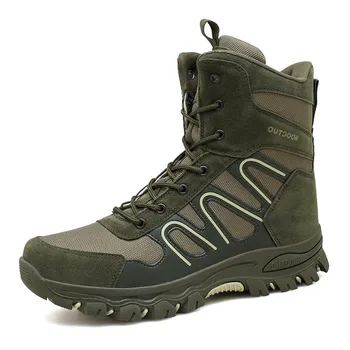 Новые мужские тактические армейские ботинки в стиле милитари, высокие повседневные ботинки на плоской подошве в стиле дезерт, мужские ботинки для работы на открытом воздухе, безопасная износостойкая обувь