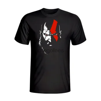 Подарочная мужская футболка в стиле God Of War с изображением лица Кратоса - GOW-A02