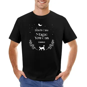 Волшебные черные кошки, которых можно обнимать (футболка Черная), Футболка обычная футболка, футболки больших размеров, футболки с кошками, мужские футболки с рисунком