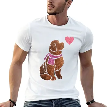 Акварельный Ньюфаундленд (коричневый / печеночный) Футболка, быстросохнущая футболка, футболка с коротким рукавом, мужские винтажные футболки
