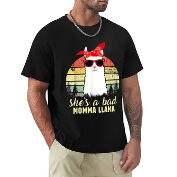 Забавная футболка She's a Bad Momma Llama Mama с графическим рисунком, футболка оверсайз, быстросохнущая рубашка, летние топы, мужская футболка