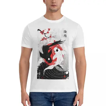 Классическая футболка Koi fish - Yin Yang, футболки для мужчин, футболки для мужчин, футболка с рисунком аниме, футболка