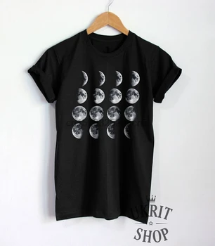 Футболка с фазой Луны, футболка со звездами, космическая галактика, футболка унисекс, верхняя одежда