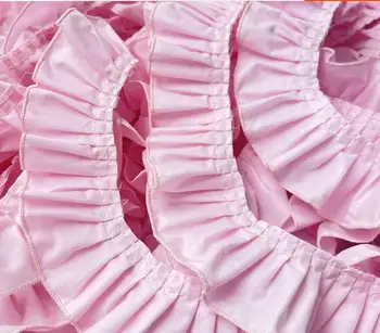 5 метров 5 см 1,96 дюйма шириной розовый хлопок с раздавленными морщинами, плиссированное женское белье с оборками, платье из ткани с кружевной отделкой, лента V24X580P230304V