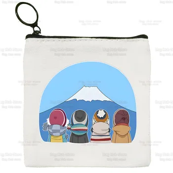 Холщовый кошелек Yuru Camp, холщовая сумка из аниме, маленькая квадратная сумка, сумка для ключей Nadeshiko, сумка для хранения карточек, мультяшная сумка для монет