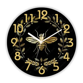 Роскошные Настенные часы Luxuxy Black Golden Glitter Queen Bee Honeybee для пчеловода, современные часы для магазина Пасеки, Декор для гостиной и кухни