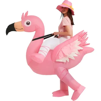 Надувной костюм Фламинго, детские костюмы для верховой езды на единороге, Забавный кролик, необычное платье для косплея, праздничный костюм на Хэллоуин для взрослых