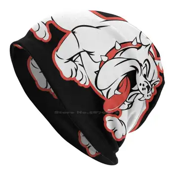 Логотип Bulldogs (красный контур) Вязаная шапка Теплая шапочка Уличные кепки High School West Lawn Football Bulldog Футбольные Бульдоги