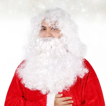 Белая Кудрявая Длинная Борода Санта Клауса Рождественский головной Убор Санта Клауса Реквизит для косплея