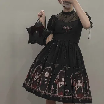 Черное платье японской готической Лолиты Jsk, женское платье уличной моды Harajuku без рукавов, милое платье Sister, белые платья в стиле панк для девочек