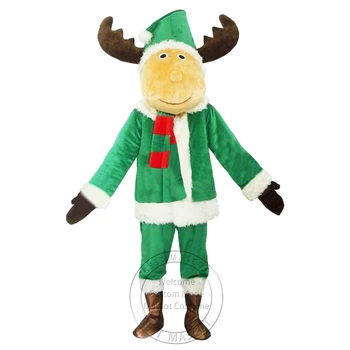 Взрослый размер Рождественский Зеленый костюм Талисмана Оленя Рождественский костюм тема маскарадного костюма косплей костюм
