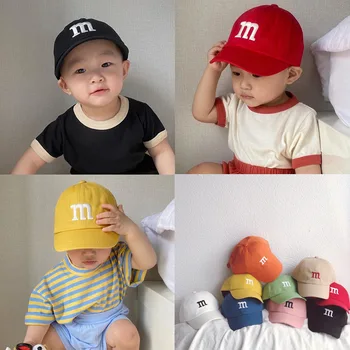 Вышитая бейсболка M Baby из хлопка в стиле хип-хоп с регулируемым солнцезащитным кремом, детская кепка дальнобойщика, повседневные солнцезащитные кепки Snapback для девочек и мальчиков