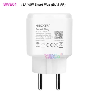 Miboxer 16A (Великобритания)/EU & FR) WiFi Smart Plug со Статистикой энергопотребления Хронометражем Памятью Блокировки от детей Tuya app Remote /голосовое управление