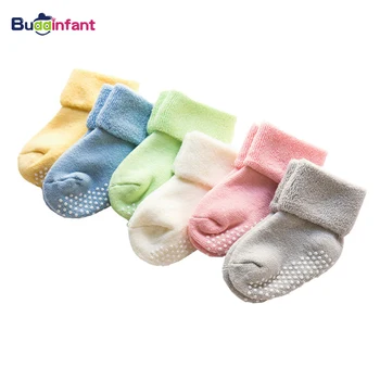 Малыш Детские Зимние Носки Для Пола хлопчатобумажные махровые Теплые Носки противоскользящие утолщенные Мягкие носки ярких цветов для новорожденных детские носки для младенцев