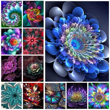 Абстрактный цветок, алмазная живопись, красочный лотос, 5D, полная алмазная мозаика, наборы для вышивания крестиком, декор с кристаллами