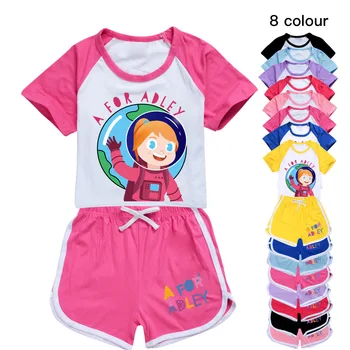 Детская одежда A для одежды Adley, футболка из полиэстера, Шорты, повседневные топы для маленьких мальчиков и девочек, комплект детских пижам для подростков