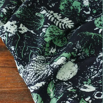 Высококачественная ткань из чистого хлопка с принтом листьев, ткань для пошива одежды в пасторальном стиле