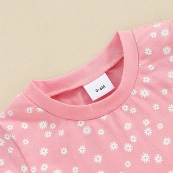 Летняя одежда для маленьких девочек, футболка с короткими рукавами в цветочек, топы и шорты, комплект из 2 предметов, летняя повседневная одежда