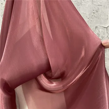 Винно-красная хрустальная яркая Органза, блестящая на ощупь, уплотненная гладкая моделирующая сетчатая ткань, подарочная дизайнерская ткань для одежды оптом