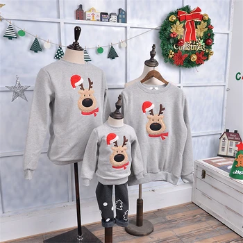 Трикотажные изделия Familiares Navidad, одинаковая одежда для мамы и дочки, Рождественский свитер, Семейные рождественские наряды с оленями, детские пижамы