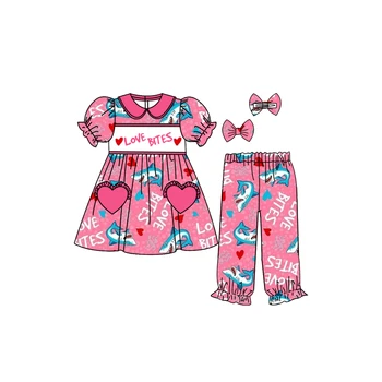 Сушилка испанский малыш бутик Валентина стиль милый мультфильм акула наряды для девочек пижамы для мальчиков пижамы наборы