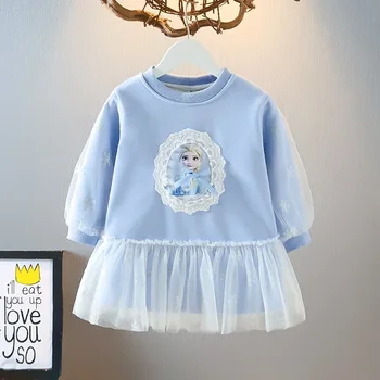 Новое платье принцессы Эльзы Зимнее флисовое теплое платье для маленьких девочек Детское праздничное платье с длинными рукавами Детское вечернее платье Frozen