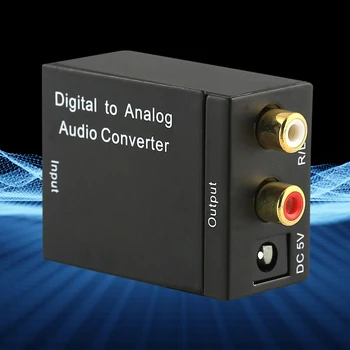 Черный волоконно-оптический преобразователь Цифровой оптический коаксиальный кабель в аналоговый для RCA L/R аудио конвертер Адаптер