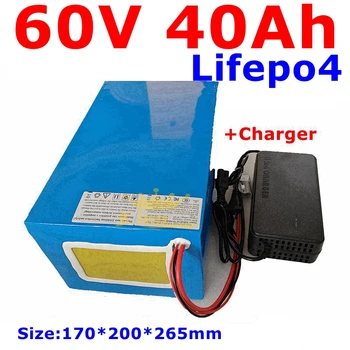 литиевая батарея lifepo4 60V 40Ah lifepo4 с глубоким циклом BMS для электрического Велосипеда мощностью 3000 Вт, Вилочного Погрузчика, Скутера, мотоцикла AGV + 5A зарядное устройство