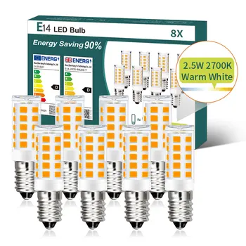 8 Шт. светодиодных ламп E14 Mini AC 220V 350LM Керамическая светодиодная лампа с чипом Заменяет галоген для энергосберегающей люстры