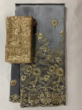 2023 СЕРО-золотая африканская ткань George Высококачественные обертки из индийского шелка-сырца George Самый популярный комплект со свадебной блузкой 7 ярдов/ шт.