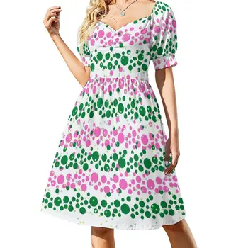 Новое платье без рукавов с зеленым и розовым рисунком в горошек, длинные платья для женщин, платье лето 2023, женское платье, вечерняя ночная летняя юбка