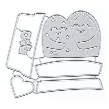 DzIxY Кактус Сердце Металлические режущие формы для изготовления открыток Набор Трафаретов для вырезок из бумаги для тиснения Карманы для хранения расходных материалов