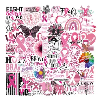 Рекламные Розовые наклейки Мультяшные Наклейки Для Повышения Осведомленности О Заболеваниях молочной железы Набор Наклеек 50 Pink Love Believe Fight for Home