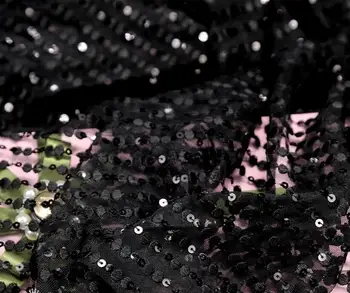 черная мягкая Сетка шириной 1x1,4 метра, Расшитая Блестками Ткань, Кружевная Одежда, Платье на бретелях, Модный материал, юбка, рубашка C44T35V230612T